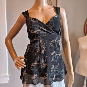 Vintage Y2K AB Studio Going Out Top Paisley Glitter Whimsygoth Size M